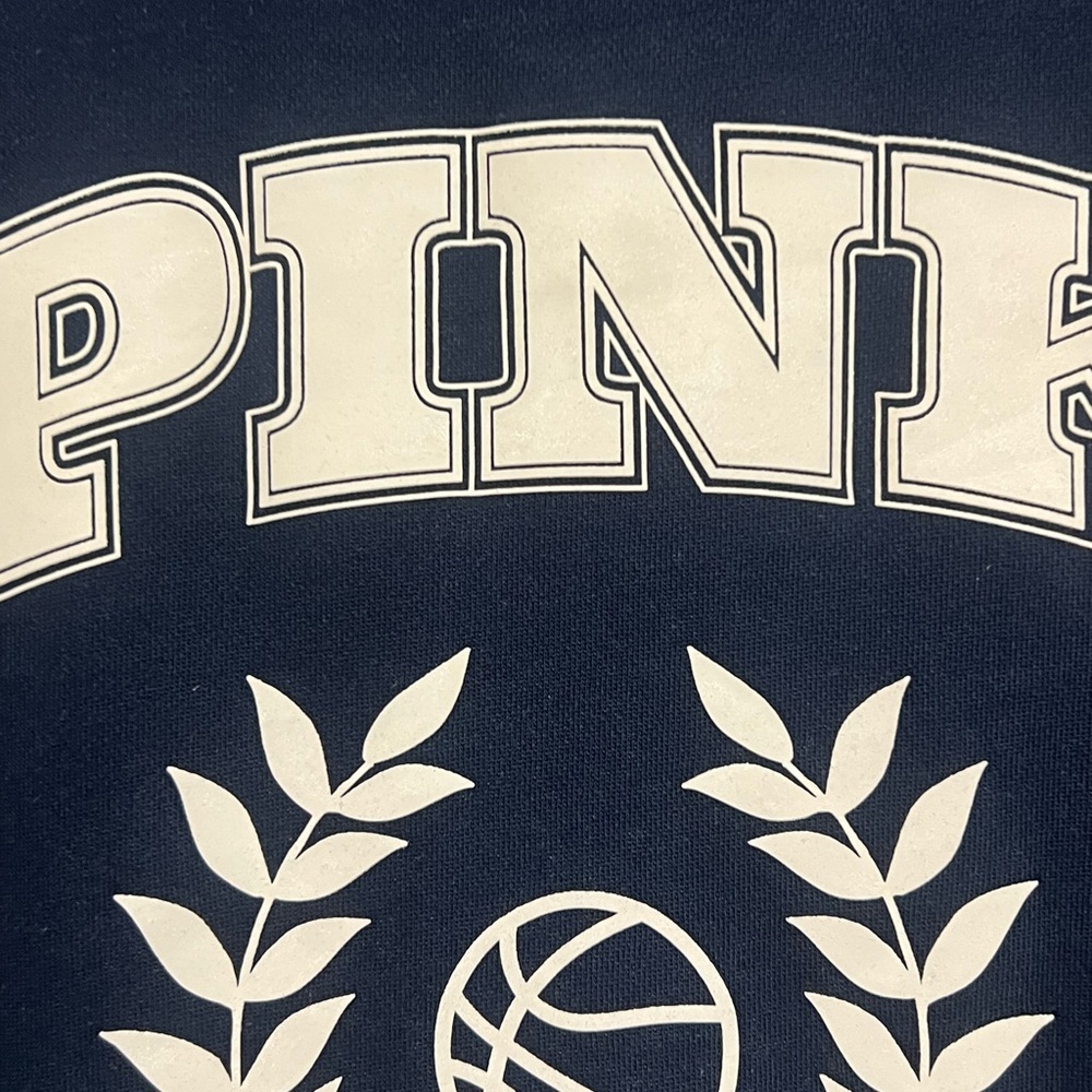 PINK Varsity Victoria's Secret Navy Blue Sweatshirt Size Medium Crew - Picture 4 of 6
